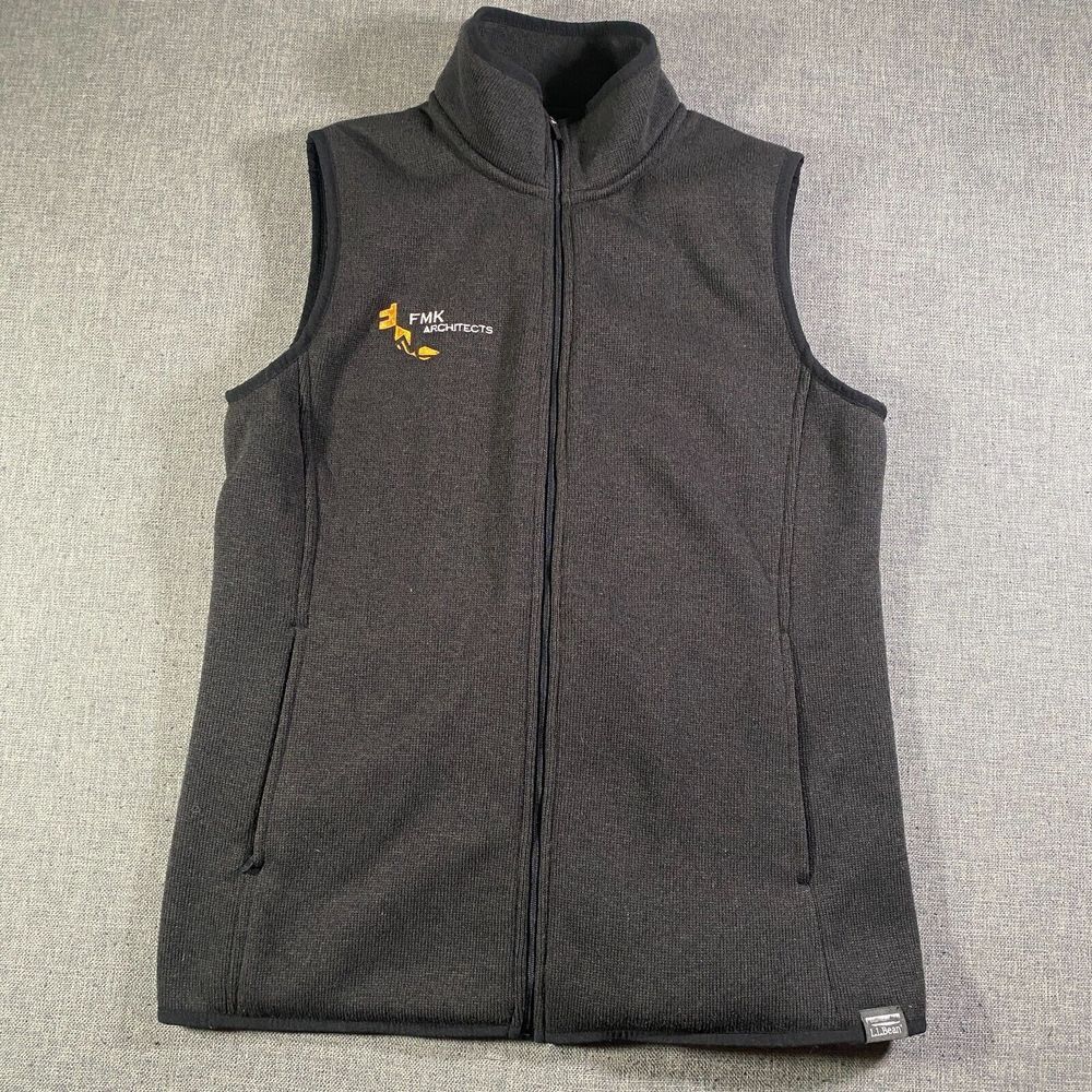LL Bean Sweater Fleece Vest Mens Size Small Black Full Zip Lightweight